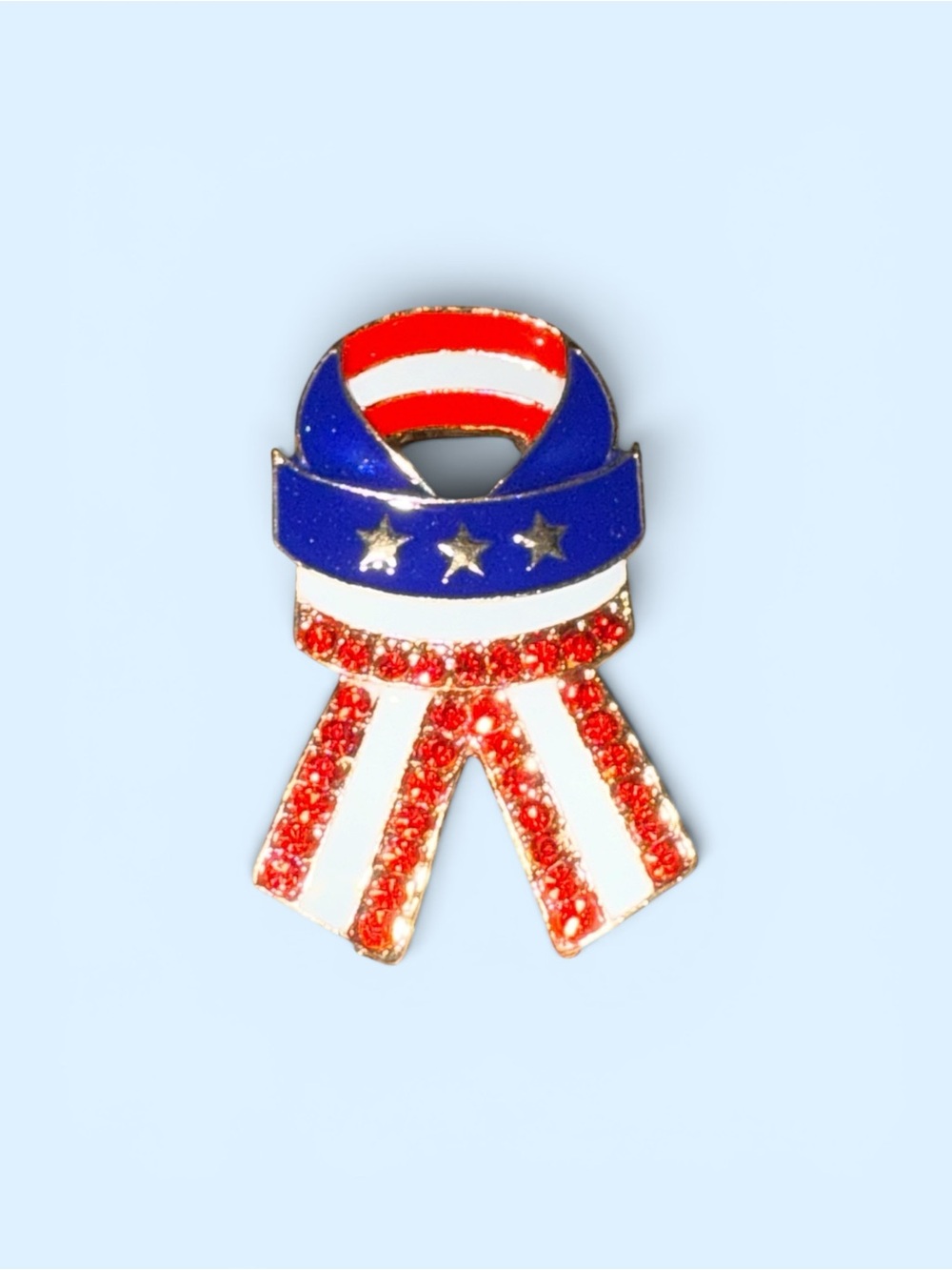 Patriotic Red White and Blue Ribbon Brooch